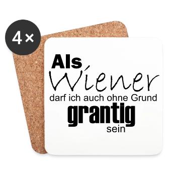 Wiener können auch ohne Grund grantig sein - Untersetzer (4er-Set) - Weiß - Vorne