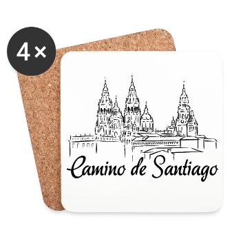 Camino de Santiago | Pilgern | Jakobsweg - Untersetzer (4er-Set) - Weiß - Vorne