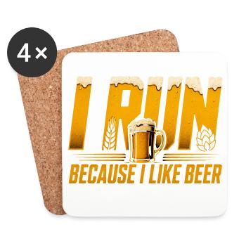Ich laufe wegen Bier - Lustiges Lauf Shirt - Untersetzer (4er-Set) - Weiß - Vorne