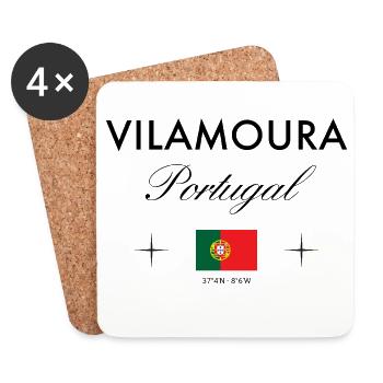 Vilamoura Portugal Coordinates Travel Souvenir - Coasters (set of 4) - white - Front