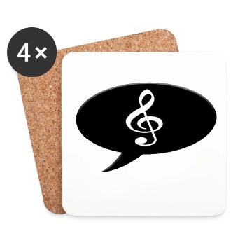 Speech bubble with a g-clef symbol.  - Coasters (set of 4) - white - Front