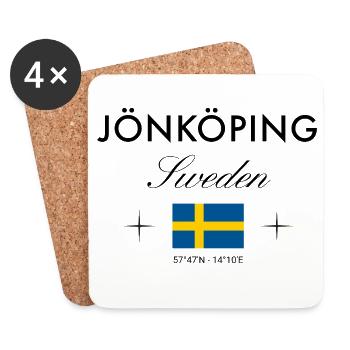 Jönköping Schweden Koordinaten Reise Souvenir - Untersetzer (4er-Set) - Weiß - Vorne