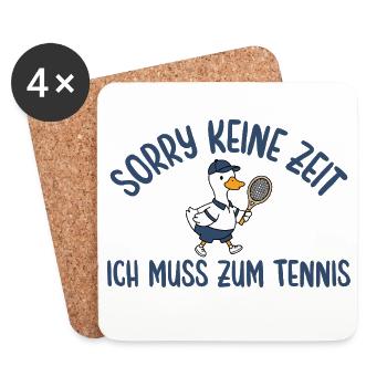 Tennisspieler Gans Muss zum Tennis - Untersetzer (4er-Set) - Weiß - Vorne
