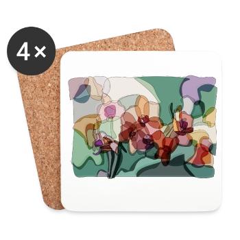 Abstrakte Orchideen | Zen-Blumenillustration - Untersetzer (4er-Set) - Weiß - Vorne