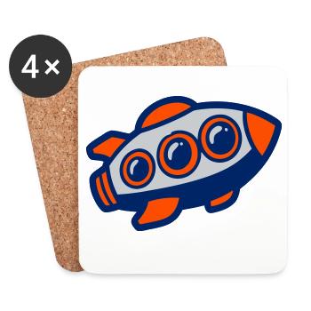 Space Rocket Illustration - Coasters (set of 4) - white - Front