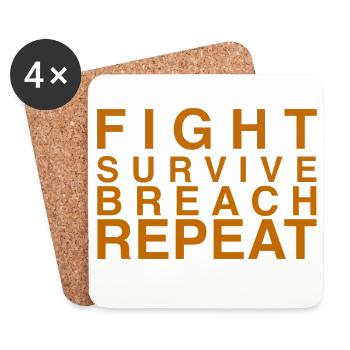 Fight Survive Breach Repeat Motif - Coasters (set of 4) - white - Front