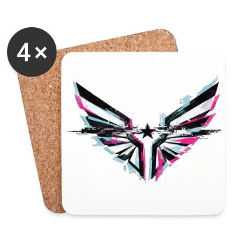 Glitch Angel Dark Y2K Streetwear - Coasters (set of 4) - white - Front