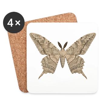 Papillon de nuit sorcière blanche Thysania agrippina Style dessin animé - Dessous de verre (lot de 4) - blanc - Devant