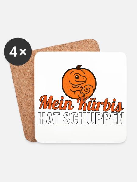 Mein Kürbis hat Schuppen – Gecko Halloween Shirt - Untersetzer (4er-Set) - Weiß