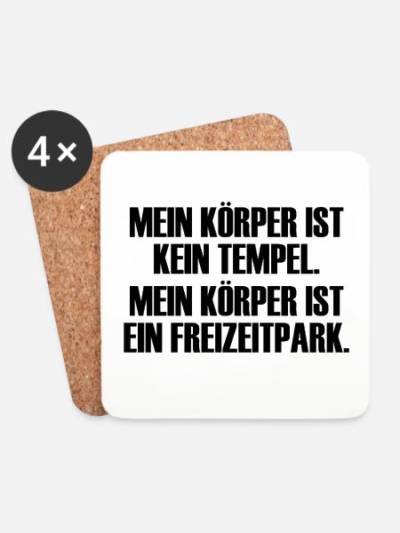 Mein Körper ist ein Freizeitpark! - Untersetzer (4er-Set) - Weiß