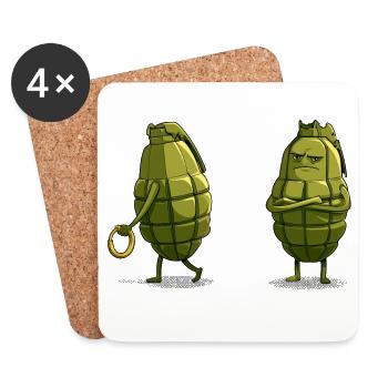 Grimmige Granate Figur - Untersetzer (4er-Set) - Weiß - Vorne