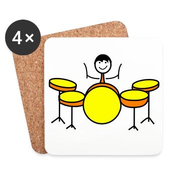 Trommel Drumset Drummer - Untersetzer (4er-Set) - Weiß - Vorne
