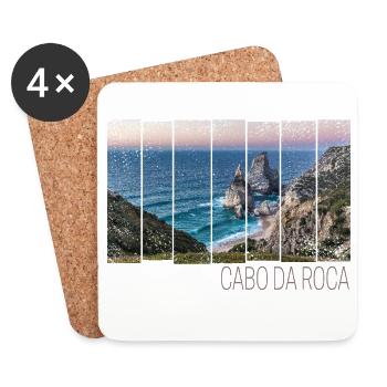 Cabo da Roca in Portugal mit Praia da Ursa Strand - Untersetzer (4er-Set) - Weiß - Vorne