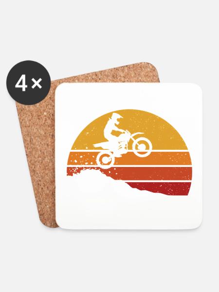 Dirt Bike Motocross Motorrad Enduro Motorradfahrer - Untersetzer (4er-Set) - Weiß