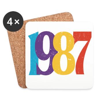 Geboren 1987 Geburtstagsgeschenk Geburtstag 87 - Untersetzer (4er-Set) - Weiß - Vorne