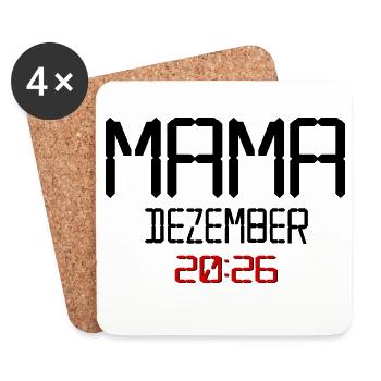 Geburt Baby, Dezember 2026 Mama - Untersetzer (4er-Set) - Weiß - Vorne