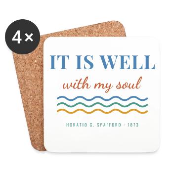 It Is Well With My Soul – Christian Hymn - Untersetzer (4er-Set) - Weiß - Vorne