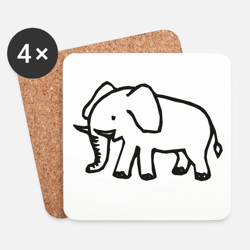 Elefant - Untersetzer (4er-Set) - Weiß