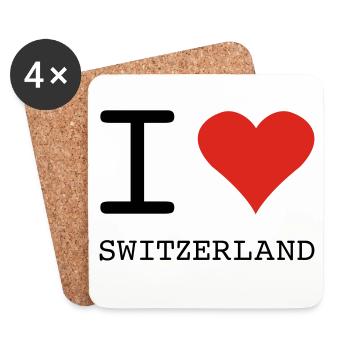 I LOVE SWITZERLAND - Untersetzer (4er-Set) - Weiß - Vorne