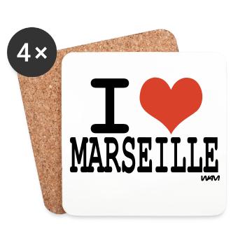i love Marseille - couleurs personnalisables - Dessous de verre (lot de 4) - blanc - Devant