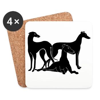 Gruppe Galgos / Greyhounds - Untersetzer (4er-Set) - Weiß - Vorne