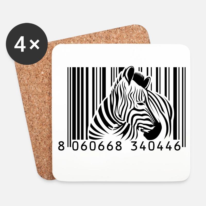 Barcode Zebra - Untersetzer (4er-Set) - Weiß