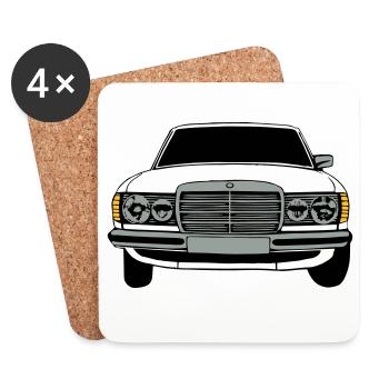 MB W123 Youngtimer Oldtimer,70er,80er (25) - Untersetzer (4er-Set) - Weiß - Vorne