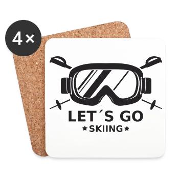 Let's Go Skiing Wintersport Zitat für Skifahrer - Untersetzer (4er-Set) - Weiß - Vorne