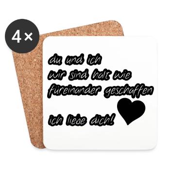 Liebeserklärung Liebe, Sprüche, Geschenk - Untersetzer (4er-Set) - Weiß - Vorne