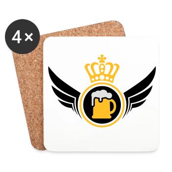 Beer Lord | Wings | Crown | Krone - Dessous de verre (lot de 4) - blanc - Devant