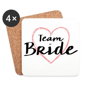 Team Bride Heart Bachelor Party - Coasters (set of 4) - white - Front