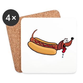 Heißer Hund - Untersetzer (4er-Set) - Weiß - Vorne