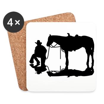 cowboy_4 - Dessous de verre (lot de 4) - blanc - Devant