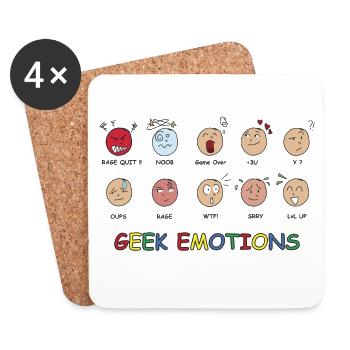 GEEK EMOTIONS - BLACK Text - Coasters (set of 4) - white - Front