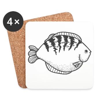 Spiral fish with dorsal stripes - Coasters (set of 4) - white - Front