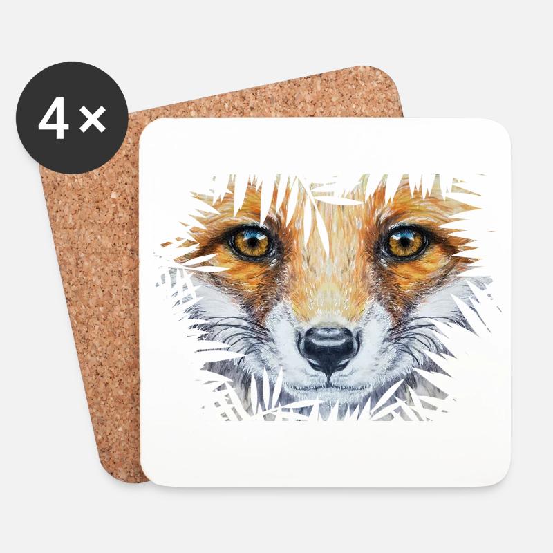 Kleiner Fuchs im Busch | Yolo-Artwork - Untersetzer (4er-Set) - Weiß