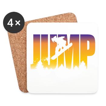Jump und Snowboarder - Untersetzer (4er-Set) - Weiß - Vorne