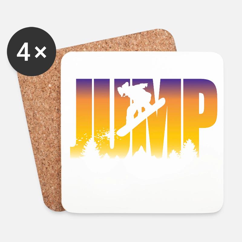Jump und Snowboarder - Untersetzer (4er-Set) - Weiß