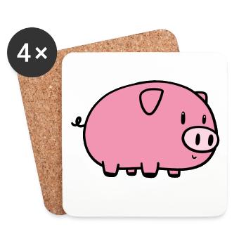 Kleines Schweinchen - Untersetzer (4er-Set) - Weiß - Vorne