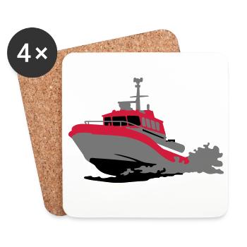 Motorboot - Untersetzer (4er-Set) - Weiß - Vorne