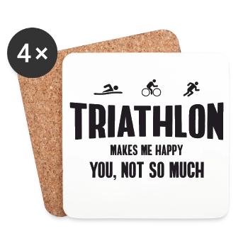 Triathlon. Makes Me Happy, You, Not So Much - Coasters (set of 4) - white - Front