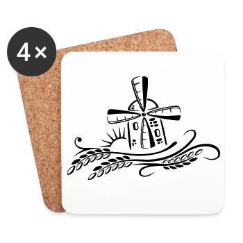Baker, grain, mill, corn, sun - Coasters (set of 4) - white - Front