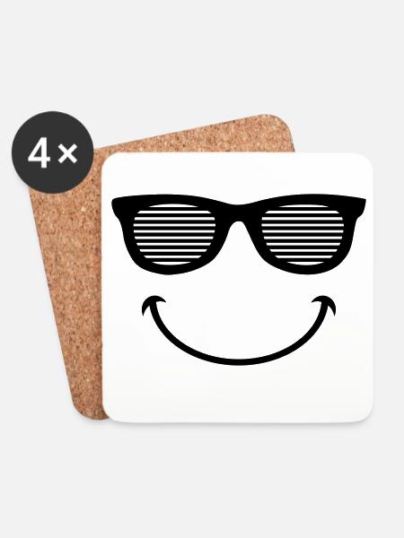 brille party smiley - Untersetzer (4er-Set) - Weiß