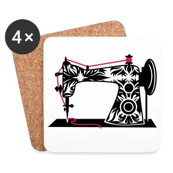 An antique sewing machine - Coasters (set of 4) - white - Front