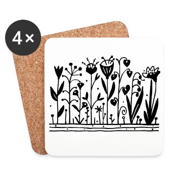 Jardin t-shirt - Dessous de verre (lot de 4) - blanc - Devant