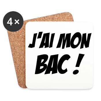 J'ai mon BAC ! - Dessous de verre (lot de 4) - blanc - Devant