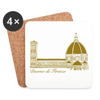 Dom Florenz, handgezeichnet - Untersetzer (4er-Set) - Weiß - Vorne