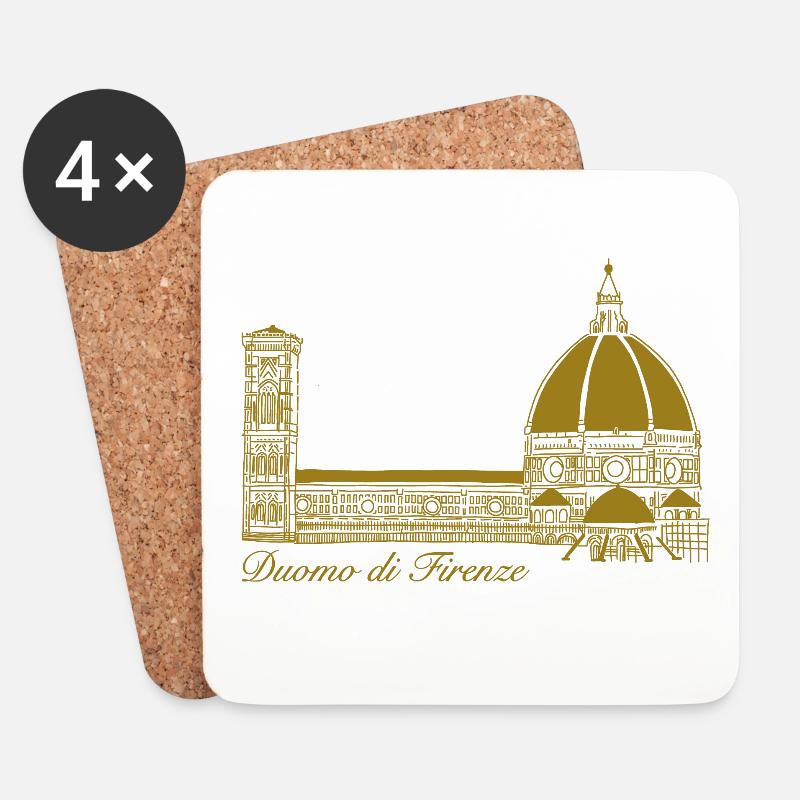 Dom Florenz, handgezeichnet - Untersetzer (4er-Set) - Weiß