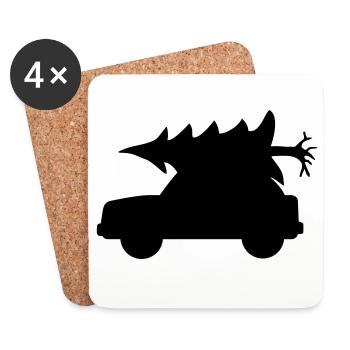 Tannenbaum Weihnachten Auto - Untersetzer (4er-Set) - Weiß - Vorne