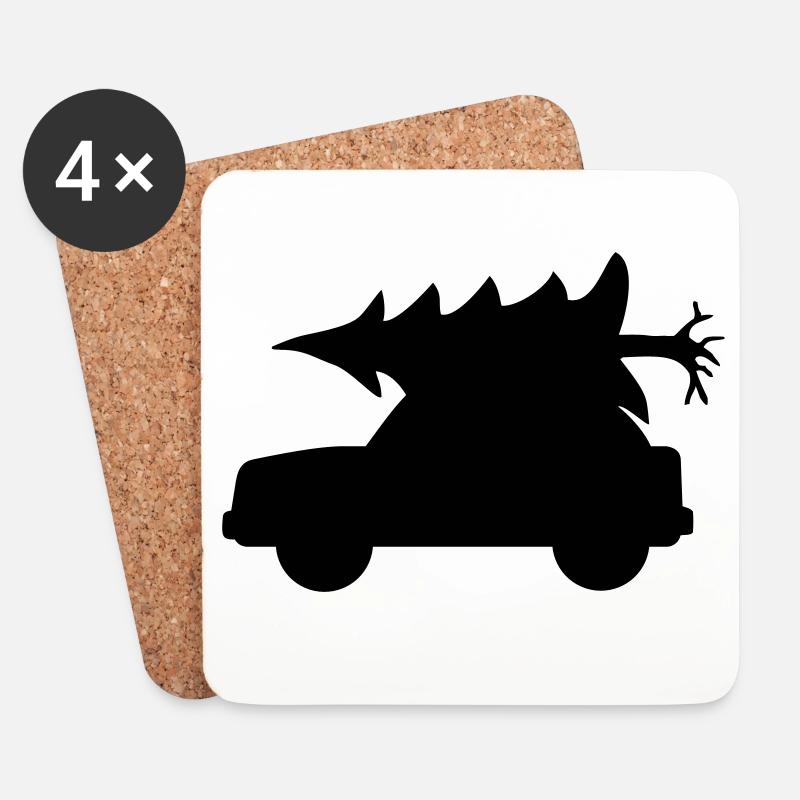 Tannenbaum Weihnachten Auto - Untersetzer (4er-Set) - Weiß